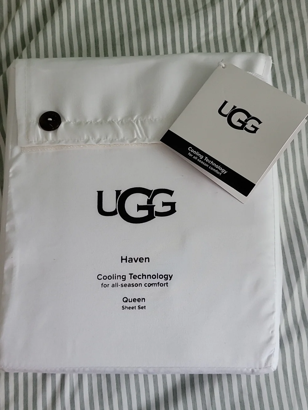 UGG White Haven Cooling Technology Queen Sheet Set